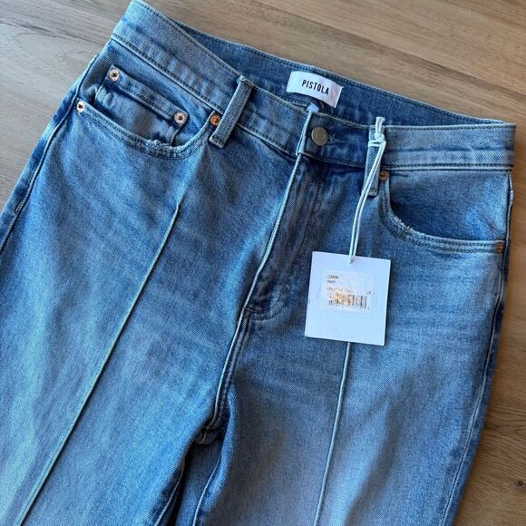 NWT Pistola Lennon Pintuck High Rise Crop Boot Jeans in Essence - Picture 5 of 8